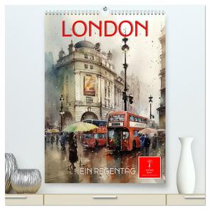 London – ein Regentag (hochwertiger Premium Wandkalender 2024 DIN A2 hoch), Kunstdruck in Hochglanz von Roder,  Peter