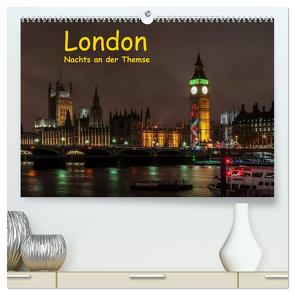 London – Nachts an der Themse (hochwertiger Premium Wandkalender 2024 DIN A2 quer), Kunstdruck in Hochglanz von Berkenkamp,  Britta