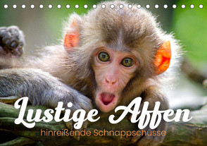 Lustige Affen – hinreißende Schnappschüsse (Tischkalender 2024 DIN A5 quer), CALVENDO Monatskalender von Monkey,  Happy