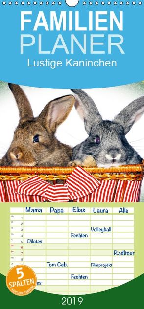 Lustige Kaninchen – Familienplaner hoch (Wandkalender 2019 , 21 cm x 45 cm, hoch) von www.eugenfoto.eu