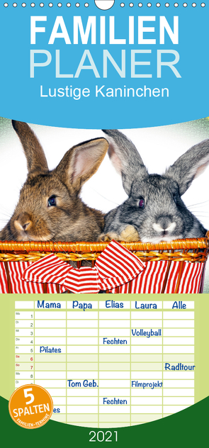 Lustige Kaninchen – Familienplaner hoch (Wandkalender 2021 , 21 cm x 45 cm, hoch) von www.eugenfoto.eu