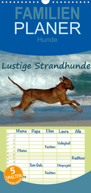 Familienplaner Lustige Strandhunde (Wandkalender 2022 , 21 cm x 45 cm, hoch) von van Wyk - www.germanpix.net,  Anke