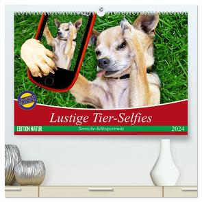 Lustige Tier-Selfies. Tierische Selbstportraits (hochwertiger Premium Wandkalender 2024 DIN A2 quer), Kunstdruck in Hochglanz von Stanzer,  Elisabeth