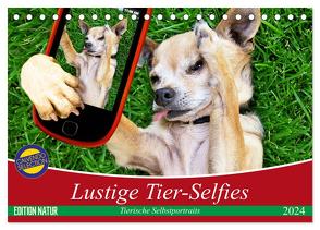 Lustige Tier-Selfies. Tierische Selbstportraits (Tischkalender 2024 DIN A5 quer), CALVENDO Monatskalender von Stanzer,  Elisabeth