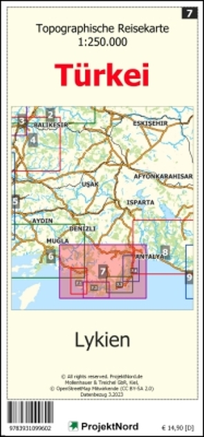 Lykien – Topographische Reisekarte 1:250.000 Türkei (Blatt 7) von Mollenhauer,  Jens Uwe