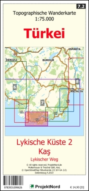 Lykische Küste 2 – Kaş – Lykischer Weg – Topographische Wanderkarte 1:75.000 Türkei (Blatt 7.2) von Mollenhauer,  Jens Uwe