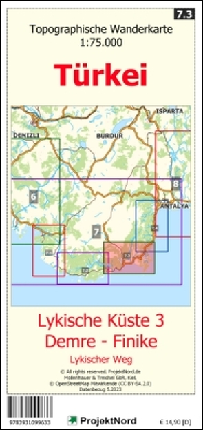 Lykische Küste 3 – Demre – Finike – Lykischer Weg – Topographische Wanderkarte 1:75.000 Türkei (Blatt 7.3) von Mollenhauer,  Jens Uwe