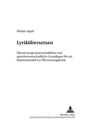 Lyrikübersetzen von Appel,  Mirjam