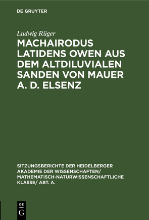 Machairodus latidens Owen aus dem altdiluvialen Sanden von Mauer a. d. Elsenz von Rüger,  Ludwig