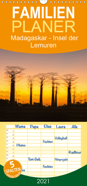 Madagaskar – Insel der Lemuren – Familienplaner hoch (Wandkalender 2021 , 21 cm x 45 cm, hoch) von Kribus,  Uwe