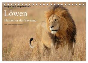 Magie des Augenblicks – Löwen – Herrscher der Savanne (Tischkalender 2024 DIN A5 quer), CALVENDO Monatskalender von Wisniewski,  Winfried