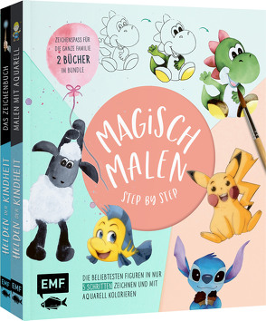 Magisch malen Step by Step – Die beliebtesten Figuren aus TV und Kino in nur 5 Schritten zeichnen und mit Aquarell kolorieren von Jost,  Berrin, Moy,  Stefanie