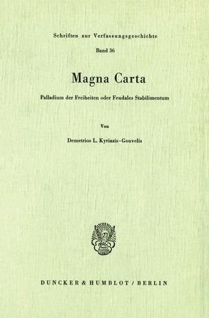 Magna Carta. von Kyriazis-Gouvelis,  Demetrios L.