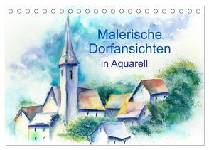 Malerische Dorfansichten in Aquarell (Tischkalender 2024 DIN A5 quer), CALVENDO Monatskalender von Krause,  Jitka