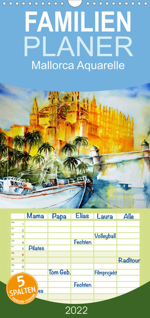 Familienplaner Mallorca Aquarelle (Wandkalender 2022 , 21 cm x 45 cm, hoch) von Dürr,  Brigitte