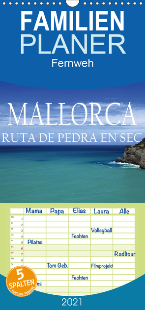 Mallorca- Ruta Pedra en Sec – Familienplaner hoch (Wandkalender 2021 , 21 cm x 45 cm, hoch) von Bundrück,  Peter