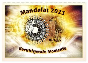 Mandalas 2024 – Beruhigende Momente (Wandkalender 2024 DIN A2 quer), CALVENDO Monatskalender von Rufebo,  Rufebo