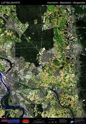 Mannheim-Viernheim-Bergstraße Luftbildkarte 1:25.000