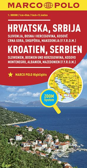 MARCO POLO Länderkarte Kroatien, Serbien, Bosnien und Herzegowina 1:800.000