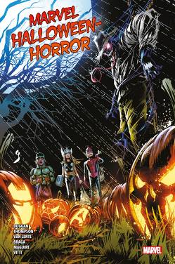 Marvel Halloween-Horror von Baruchel,  Jay, Braga,  Laura, Duggan,  Gerry, Eliopoulos,  Chris, Fee,  Rob, Frisch,  Marc-Oliver, Hader,  Bill, Haspiel,  Dean, Maguire,  Kevin, Meyers,  Seth, Scharf,  Jonas, Strittmatter,  Michael, Thompson,  Robbie, Van Lente,  Fred, Vitti,  Alessandro