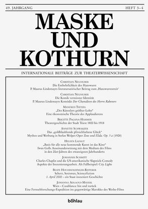 Maske und Kothurn. Internationale Beiträge zur Theaterwissenschaft an der Universität Wien / Maske und Kothurn. Internationale Beiträge zur Theaterwissenschaft an der Universität Wien von Beckmann,  Angelika, Bleier,  Astrid, Greisenegger,  Wolfgang, Gruber,  Klemens, Marschall,  Brigitte, Meister,  Monika