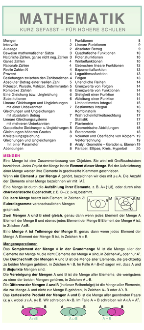 Leporello: Mathematik kurz gefasst – Alle wichtigen Regeln im Überblick von Zhouf,  Jaroslav