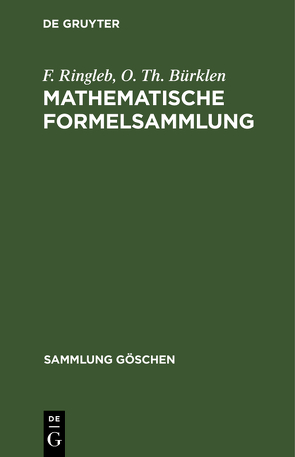 Mathematische Formelsammlung von Bürklen,  O. Th., Ringleb,  F.