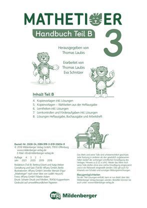 Mathetiger 3 – Handbuch, Teil B · Neubearbeitung von Laubis,  Thomas, Schnitzer,  Eva