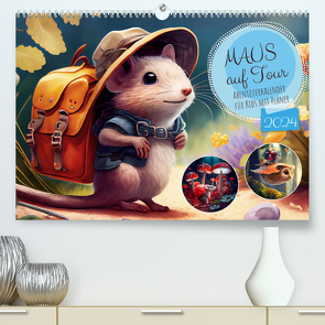 Maus auf Tour – Abenteuerkalender für Kids mit Planer (Premium, hochwertiger DIN A2 Wandkalender 2024, Kunstdruck in Hochglanz) von Frost,  Anja