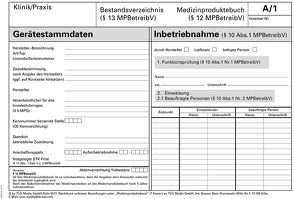 Medizinproduktebuch/ Bestandsverzeichnis von Böckmann,  Rolf Dieter