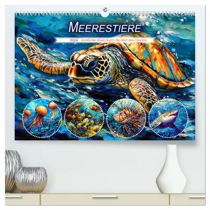 Meerestiere – Kunstvolle Reise durch die Welt der Ozeane (hochwertiger Premium Wandkalender 2024 DIN A2 quer), Kunstdruck in Hochglanz von Frost,  Anja