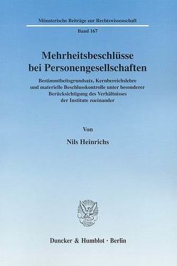 Mehrheitsbeschlüsse bei Personengesellschaften. von Heinrichs,  Nils