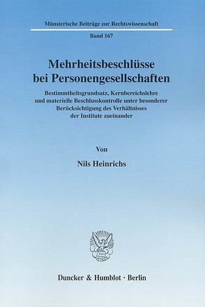 Mehrheitsbeschlüsse bei Personengesellschaften. von Heinrichs,  Nils