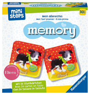 Ravensburger ministeps 4176 Mein allererstes memory – Das klassische Gedächtnisspiel mit 24 Stoff-Karten und süßen Tierkindern, Spielzeug ab 2,5 Jahre