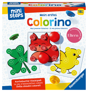 Ravensburger ministeps 4186 Mein erstes Colorino, Klassisches Steckspiel zum Farbenlernen – Spielzeug ab 18 Monaten