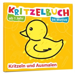 Mein erstes Kritzelbuch ab 1 Jahr: über 94 große Motive – für Jungs und Mädchen – Ausmalbuch – Ausmalen und kritzeln mit Spielzeug, Tiere, Fahrzeuge, Obst, Gegenstände und vieles mehr