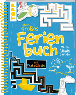 Mein großes Ferienbuch mit Kratzrätseln! (Blau) von frechverlag