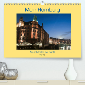 Mein Hamburg – Am schönsten bei Nacht (Premium, hochwertiger DIN A2 Wandkalender 2021, Kunstdruck in Hochglanz) von Enders,  Borg