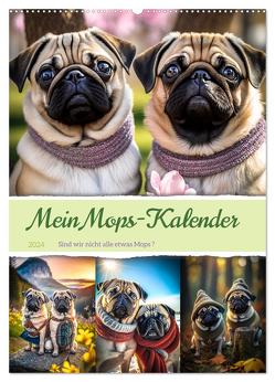 Mein Mops-Kalender (Wandkalender 2024 DIN A2 hoch), CALVENDO Monatskalender von Gierok-Latniak,  Steffen