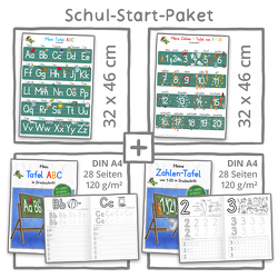 Mein Schul-Start-Paket (2 Lernposter 32 x 46 cm + 2 Schreiblernhefte DIN A4 von Momm,  Helga