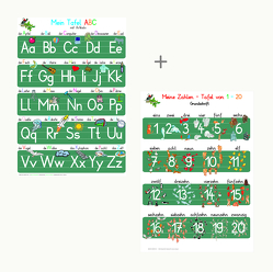 Mein Tafel-ABC in Druckschrift mit Artikeln + Meine Zahlen Tafel in Druckschrift-Set von Momm,  Helga