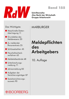 Meldepflichten des Arbeitgebers von Marburger,  Horst