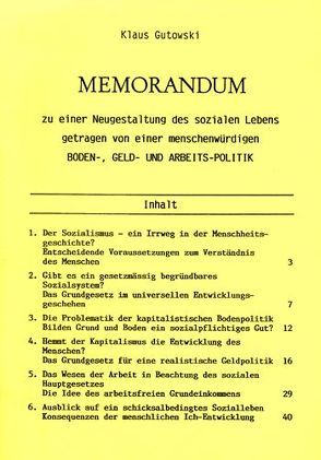 Memorandum von Gutowski,  Klaus