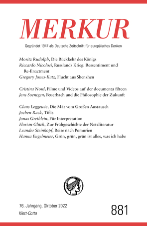 MERKUR Gegründet 1947 als Deutsche Zeitschrift für europäisches Denken – 10/2022 von Demand,  Christian, Knörer,  Ekkehard