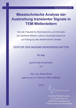 Messtechnische Analyse der Ausbreitung transienter Signale in TEM-Wellenleitern von Briest,  Niklas