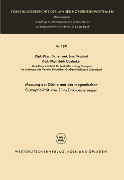 Messung der Dichte und der magnetischen Suszeptibilität von Zinn-Zink-Legierungen von Wachtel,  Ernst