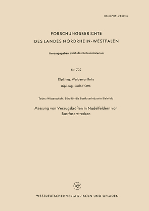 Messung von Verzugskräften in Nadelfeldern von Bastfaserstrecken von Rohs,  Waldemar