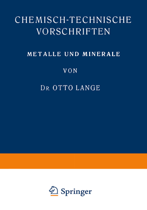 Metalle und Minerale von Lange,  Otto