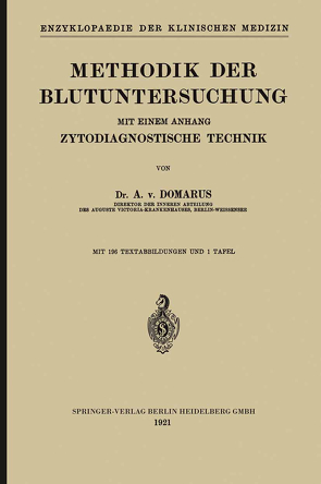 Methodik der Blutuntersuchung von von Domarus,  Alexander