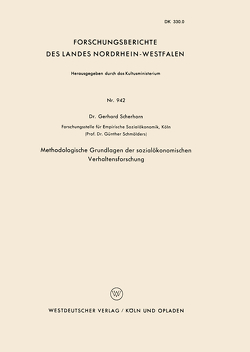 Methodologische Grundlagen der sozialökonomischen Verhaltensforschung von Scherhorn,  Gerhard